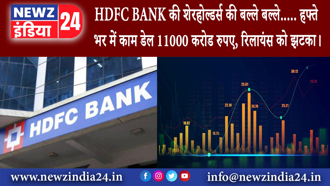 दिल्ली – HDFC BANK की शेरहोल्डर्स की बल्ले बल्ले हफ्ते भर में काम डेल 11000 करोड रुपए, रिलायंस को…