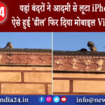 दिल्ली – यहां बंदरों ने आदमी से लूटा iPhone कुछ ऐसे हुई ‘डील’ फिर दिया मोबाइल Video Viral