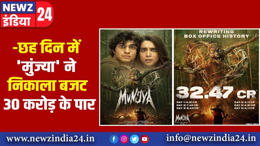 छह दिन में ‘मुंज्या’ ने निकाला बजट 30 करोड़ के पार |