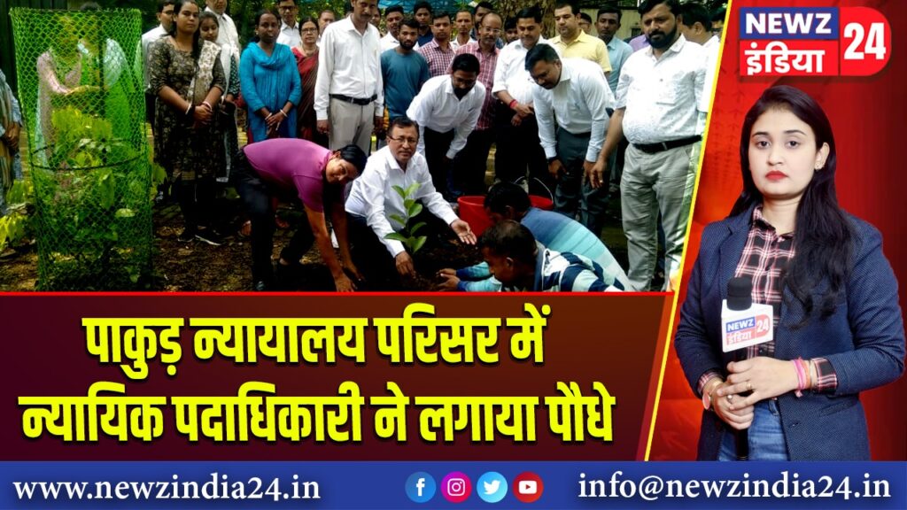 पाकुड़ न्यायालय परिसर में न्यायिक पदाधिकारी ने लगाया पौधे
