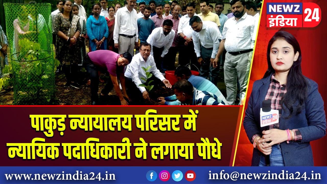 पाकुड़ न्यायालय परिसर में न्यायिक पदाधिकारी ने लगाया पौधे