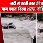 नदी में बहती कार की छत पर जान बचाता दिखा शख्स, वीडियो वायरल |