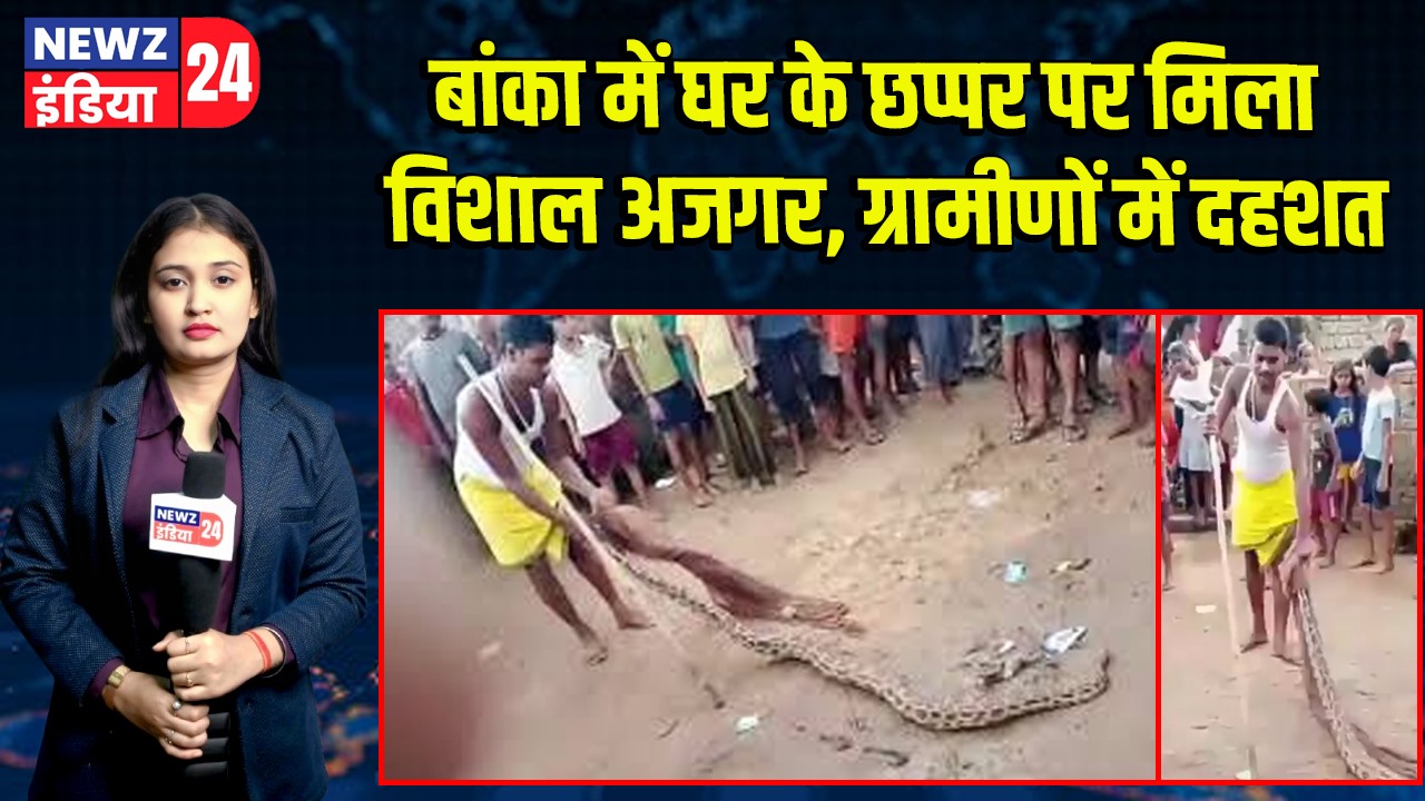 बांका में घर के छप्पर पर मिला विशाल अजगर, ग्रामीणों में दहशत