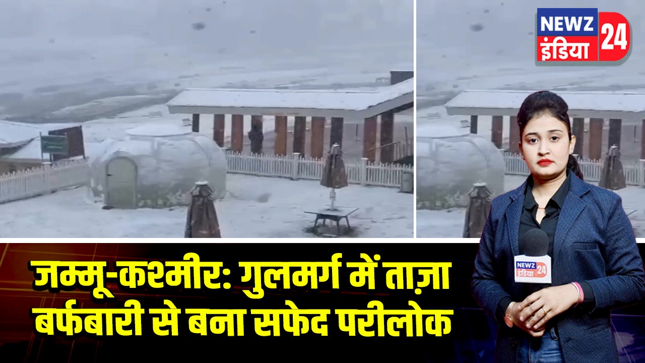 जम्मू-कश्मीर: गुलमर्ग में ताज़ा बर्फबारी से बना सफेद परीलोक