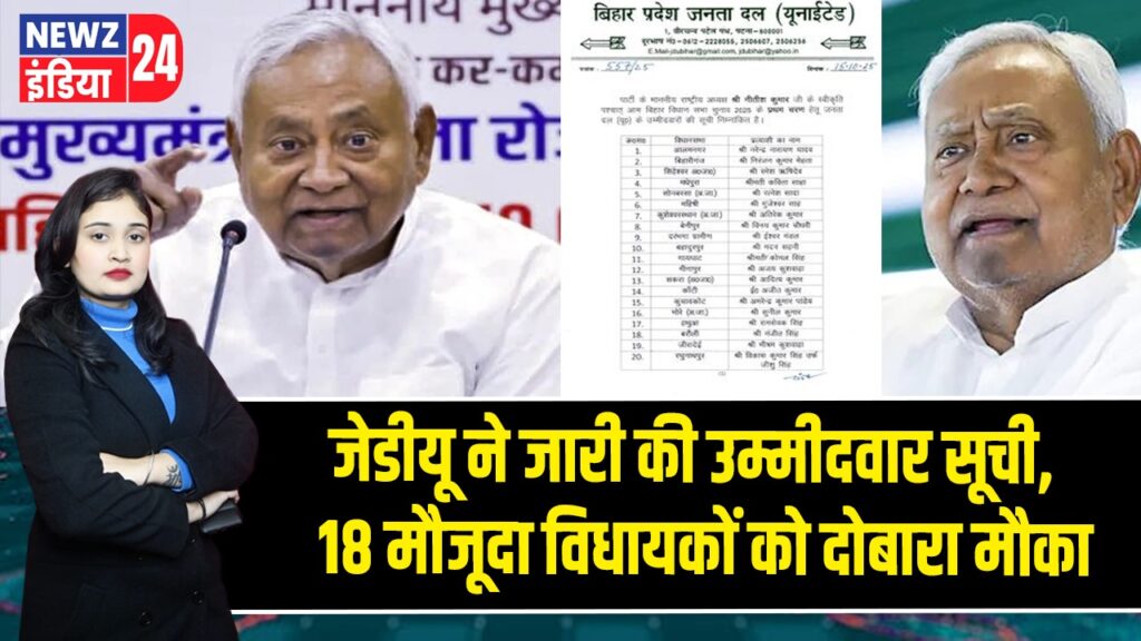 जेडीयू ने जारी की उम्मीदवार सूची, 18 मौजूदा विधायकों को दोबारा मौका | 