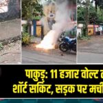 पाकुड़: 11 हजार वोल्ट तार में शॉर्ट सर्किट, सड़क पर मची भगदड़