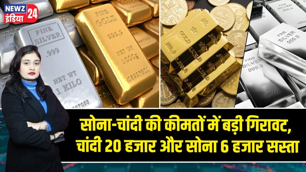 सोना-चांदी की कीमतों में बड़ी गिरावट, चांदी 20 हजार और सोना 6 हजार सस्ता