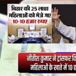 नीतीश कुमार ने ट्रांसफर किए 25 लाख महिलाओं के खाते में 10 हजार रुपये