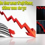 भारतीय शेयर बाजार में बड़ी गिरावट, सेंसेक्स 1000 अंक टूटा