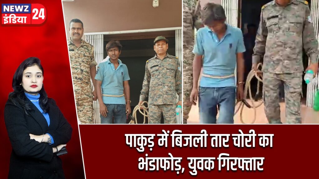 पाकुड़ में बिजली तार चोरी का भंडाफोड़, युवक गिरफ्तार