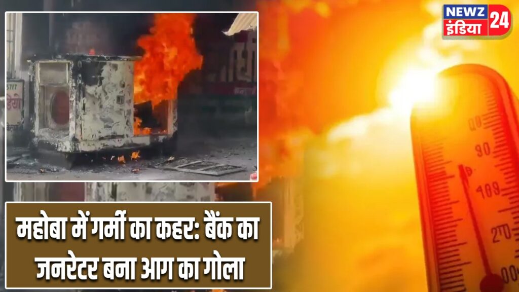 महोबा में गर्मी का कहर: बैंक का जनरेटर बना आग का गोला |
