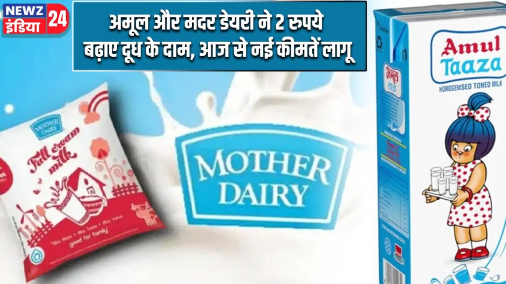 अमूल और मदर डेयरी ने 2 रुपये बढ़ाए दूध के दाम, आज से नई कीमतें लागू