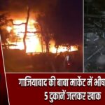 गाजियाबाद की बाबा मार्केट में भीषण आग, 5 दुकानें जलकर खाक