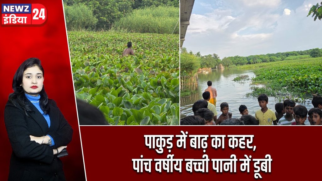 पाकुड़ में बाढ़ का कहर, पांच वर्षीय बच्ची पानी में डूबी